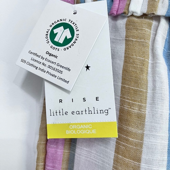NWT Rise Little Earthling Organic Striped Romper Girl size 4-5 - Picture 2 of 9